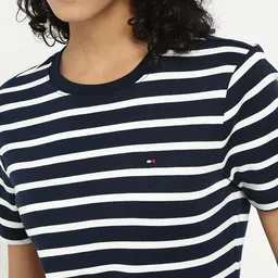 Tommy Hilfiger Women Striped Round Neck Cotton T-shirt image 3