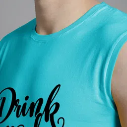FBAR Typography Printed Sleeveless Slim Fit Pure Cotton T-shirt image 2