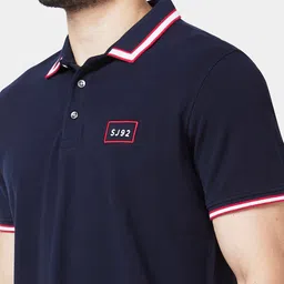 SPYKAR Polo Collar Slim Fit Indigo Cotton Casual T-Shirt image 2