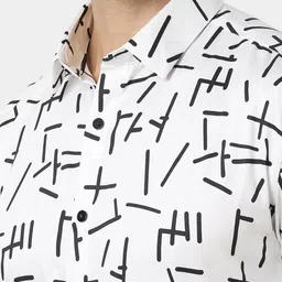 van heusen V Dot Men Spread Collar Geometric Printed Cotton Slim Fit Formal Shirt image 4