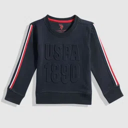 U.S. Polo Assn. Kids Boys Navy Blue Brand Logo Embossed Sweatshirt image 5