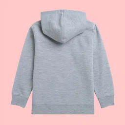 NUSYL Girls Typography Printed Fleece Hooded Sweatshirt image 2