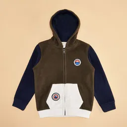 Pantaloons Junior Boys Colourblocked Hooded Front-Open Sweatshirt image 4