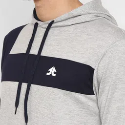 OFF LIMITS Men Grey Melange and Black Colourblocked Sweatshirt image 2