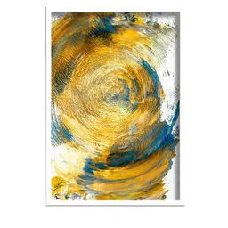 SAF Yellow & Blue Printed Abstract Wall Art image 2