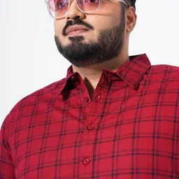 The Indian Garage Co Plus Size Windowpane Checked Cotton Casual Shirt image 2