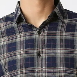 HJ HASASI Men Relaxed Tartan Checks Opaque Checked Casual Shirt image 2