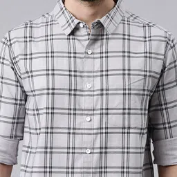 Metronaut Smart Slim Fit Tartan Checked Spread Collar Casual Pure Cotton Shirt image 2