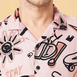 People Conversational Printed Slim Fit Cuban Collar Casual Shirt image 3