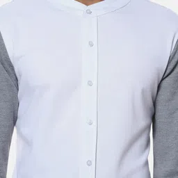 Campus Sutra White Band Collar Classic Cotton Casual Shirt image 2