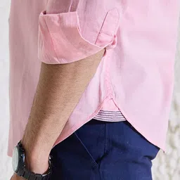 MR BUTTON Men Slim Fit Spread Collar Solid Casual Shirt image 2