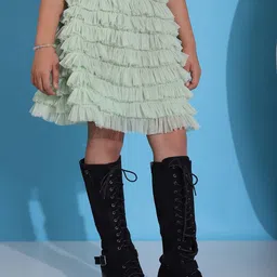 NEUDIS Girls Net Tiered Knee Length Skirts image 4