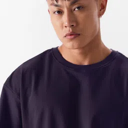 The Souled Store Blue Round Neck Oversized Pure Cotton T-shirt image 2