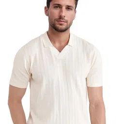 RARE RABBIT Men Self Design Polo Collar Cotton T-shirt image 3
