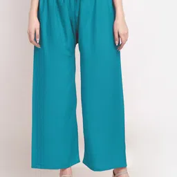 trend level Women Flared Light Green Viscose Rayon Trousers-picture-38
