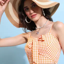 Tokyo Talkies Checked Cut Out Crop Fitted Top With Maxi Skirt image 2