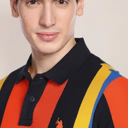 U.S. Polo Assn. Men Polo Collar Striped Slim Fit Cotton T-shirt image 2