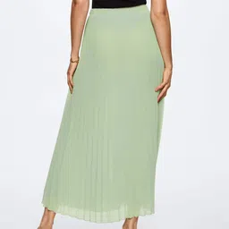 MANGO Green Accordion Pleated A-Line Maxi Sustainable Skirt image 2