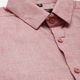 SOJANYA Men Red Cotton Linen Classic Fit Solid Formal Shirt image 2