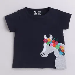 Yellow Apple Girls Graphic Printed Cotton T-shirt image 2