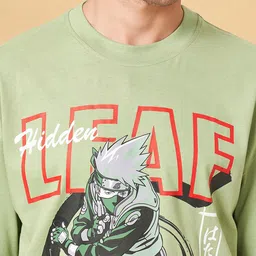 SF JEANS by Pantaloons Naruto Printed Drop-Shoulder Sleeves Oversized Cotton  T-shirt image 2