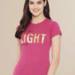 Fabflee Women Red & Pink Pack of 2 Graphic Printed Cotton T-shirt image 5