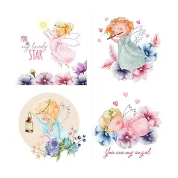 WENS Set Of 4 White and Pink My Adorable Angel Wall Art Panels image 3