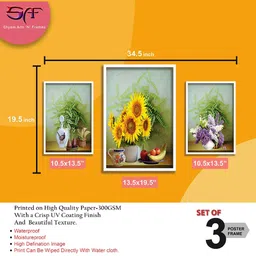 SAF Green & Yellow 3 Pieces Framed Wall Art image 3
