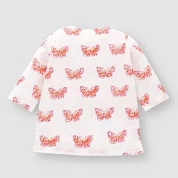 THE BABY LABEL Kids Pink & Orange Pure Cotton Titli Udi Hand-Block Print Kurta Pyjama Set image 3