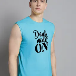 FBAR Typography Printed Sleeveless Slim Fit Pure Cotton T-shirt image 3