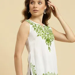 QAZMI Aari Embroidered Sleeveless Kurti image 5