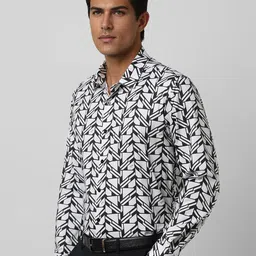 van heusen V Dot Men Speread Collar Geometric Printed Cotton Slim Fit Formal Shirt image 3