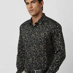 van heusen V Dot Men Spread Collar Abstract Printed Cotton Slim Fit Formal Shirt image 3