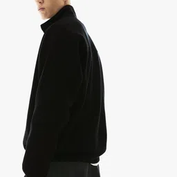 MISCHIEF MONKEY Mock Collar Ribbed Half Zipper Cotton Fleece Pullover Sweatshirt image 3