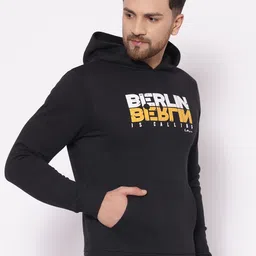 Red Tape Men Black Printed Hooded Sweatshirt image 3