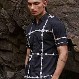 Dash and Dot Relaxed Windowpane Checks Organic Cotton Checked Casual Shirt image 3