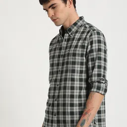 THE BEAR HOUSE Slim Fit Tartan Checked Button Down Collar Pure Cotton Casual Shirt image 5