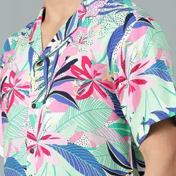 Kotty Men Cuban Collar Floral Printed Casual Shirt image 3