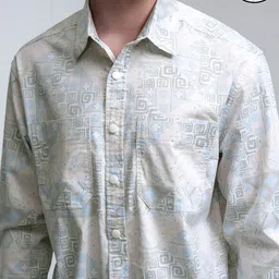 HIGHLANDER Men Cutaway Collar Abstract Printed Cotton Oversized Formal Shirt image 4