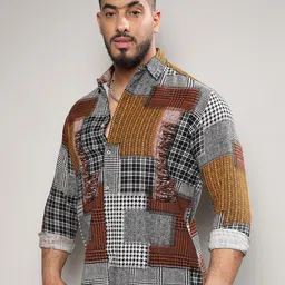 Instafab Plus Size Size Geometric Classic Regular Fit Cotton Casual Shirt image 5