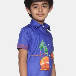 Sethukrishna Boys Ethnic Motifs Printed Cotton Casual Shirt image 3