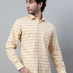 Cantabil Men Horizontal Stripes Opaque Striped Casual Shirt image 3
