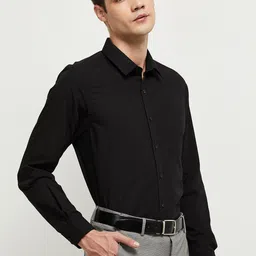 max Men Black Solid Casual Shirt image 4