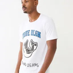 True Religion Typography Printed Round Neck Pure Cotton T-shirt image 3