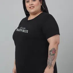 Trend Level Plus Size Typography Printed Round Neck Short Sleeves Cotton Casual T-shirt image 5