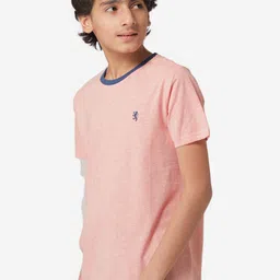 Red Tape Boys Peach-Coloured Solid Round Neck T-shirt image 3