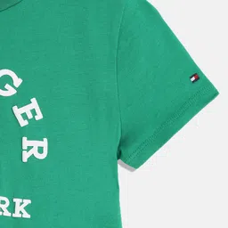 Tommy Hilfiger Girls Typography Printed Embellished Cotton T-shirt image 3