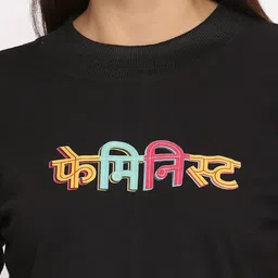 Pink Guava Typography Printed Crop Pure Cotton T-shirt image 3