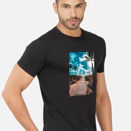 CHOZI Pack Of 2 Printed Round Neck Cotton Regular T-shirt image 3