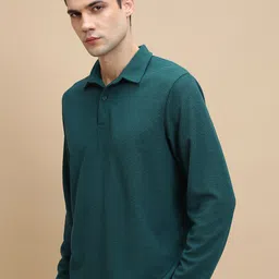 HIGHLANDER Self Design Textured Polo Collar T-shirt image 3